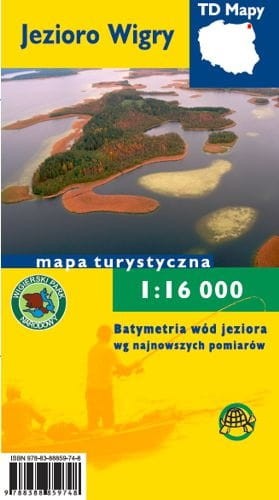 Jezioro Wigry 1:16 000. Mapa turystyczna, batymetryczna wydawnictwa Agencja TD. Okładka