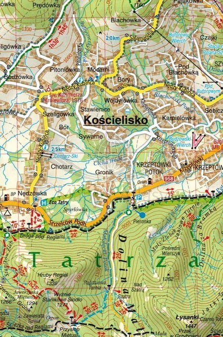 Tatry Polskie i Słowackie. Laminowana mapa turystyczna wydawnictwa Gauss. Fragment 3