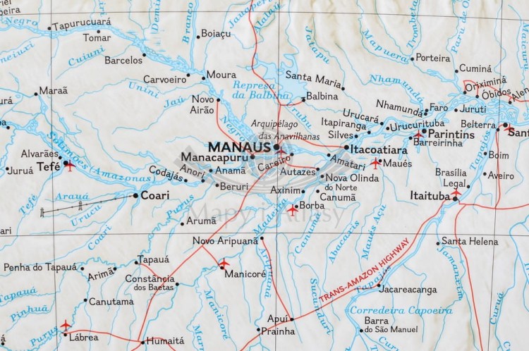 Ameryka Południowa. Mapa polityczna w ramie drewnianej. Wydawnictwo: National Geographic. Fragment 2