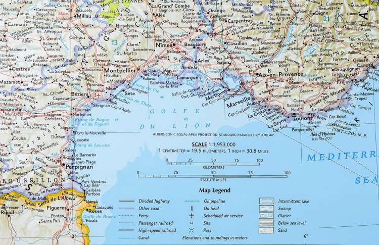 Francja, Belgia, Holandia, Anglia, Walia 1:1 953 000. Mapa ścienna polityczna wydawnictwa National Geographic. Fragment 7