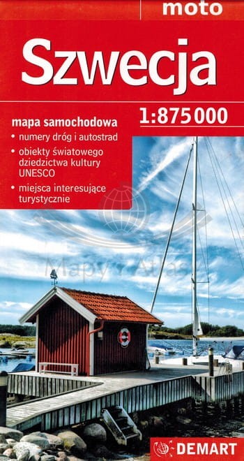 Szwecja 1:875 000. Mapa samochodowa. Demart
