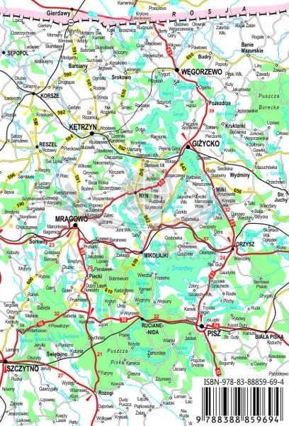 Wielkie Jeziora Mazurskie. Mapa turystyczna. Agencja TD. Fragment mapy