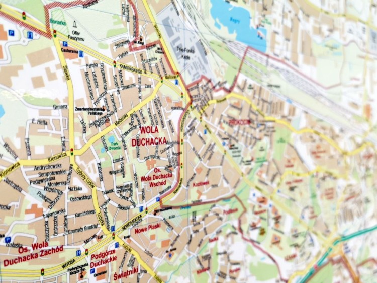 Kraków 1:22 000. Mapa ścienna. Plan miasta wydawnictwa Piętka. Fragment 5