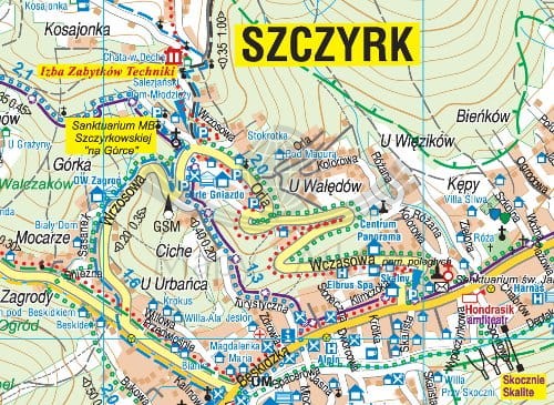 Wokół Skrzycznego. Beskid Śląski. Mapa turystyczna wydawnictwa Galileos. Fragment