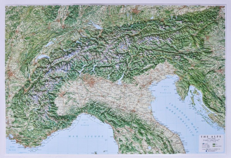 Alpy 1:1 000 000. Mapa plastyczna (trójwymiarowa)