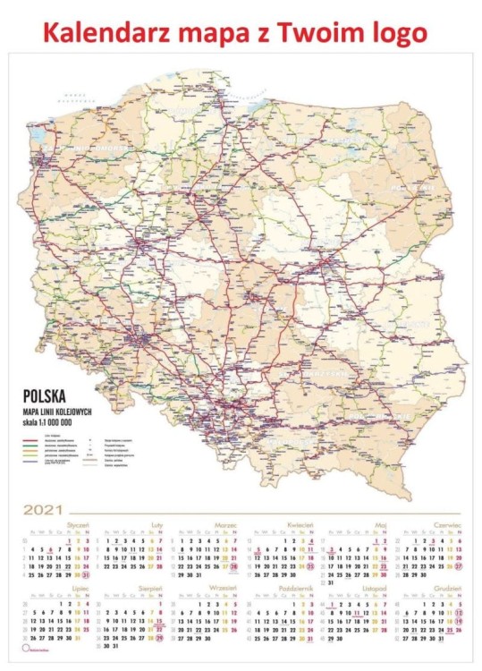 Kalendarz mapa ścienna z własnym logo 70 x 100 cm