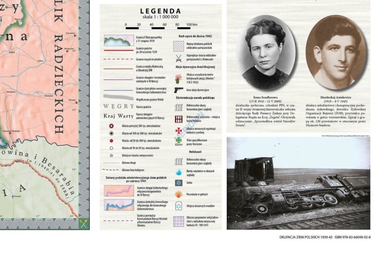 Okupacja ziem polskich 1939-1943. Mapa ścienna wydawnictwa Meridian. Fragment 2