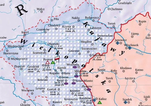 Ziemie polskie 1:850 000 w latach 1832-1848. Mapa ścienna wydawnictwa Meridian. Fragment 1