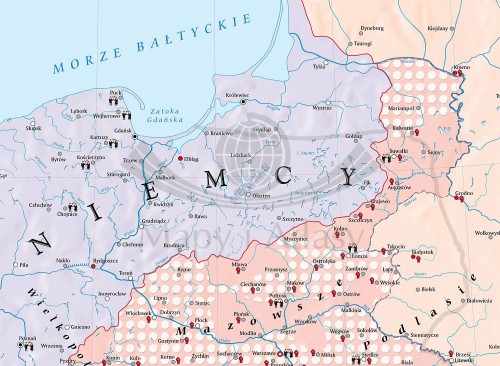 Rewolucja 1905-7 na ziemiach polskich. Mapa ścienna wydawnictwa Meridian. Fragment 1
