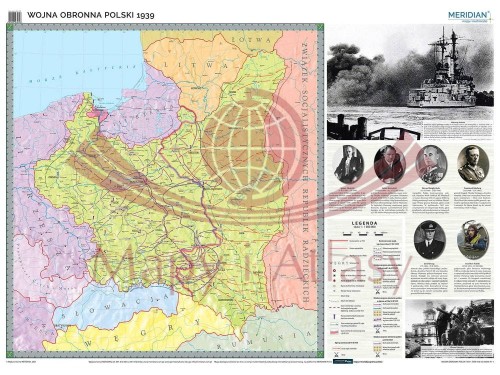 Wojna obronna Polski w 1939. Mapa ścienna wydawnictwa Meridian