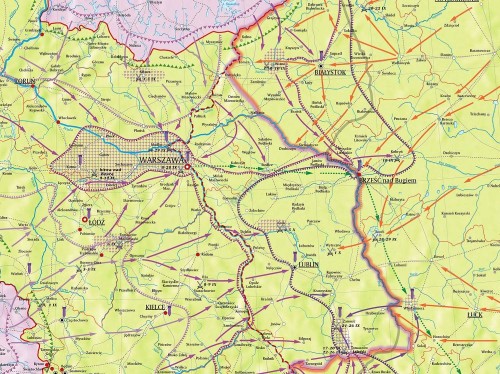 Wojna obronna Polski w 1939. Mapa ścienna wydawnictwa Meridian. Fragment 1
