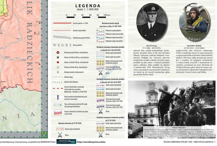 Wojna obronna Polski w 1939. Mapa ścienna wydawnictwa Meridian. Fragment 2