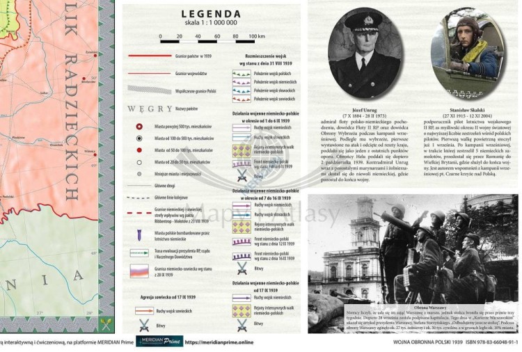 Wojna obronna Polski w 1939. Mapa ścienna wydawnictwa Meridian. Fragment 2