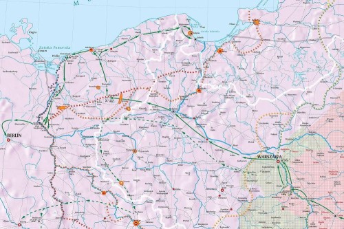 Polska w latach 1944-1945. Mapa ścienna wydawnictwa Meridian. Fragment 1