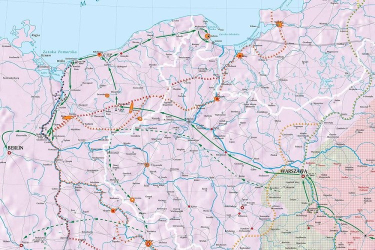 Polska w latach 1944-1945. Mapa ścienna wydawnictwa Meridian. Fragment 1