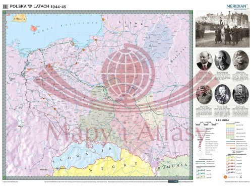 Polska w latach 1944-1945. Mapa ścienna wydawnictwa Meridian