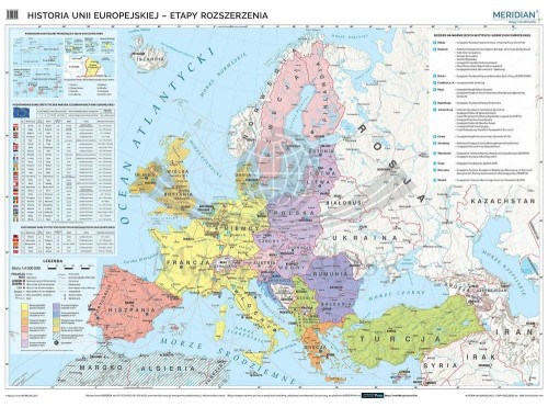 Unia Europejska - etapy rozszerzania. Mapa ścienna wydawnictwa Meridian