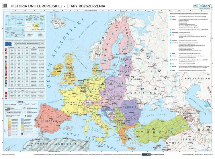 Unia Europejska - etapy rozszerzania. Mapa ścienna wydawnictwa Meridian