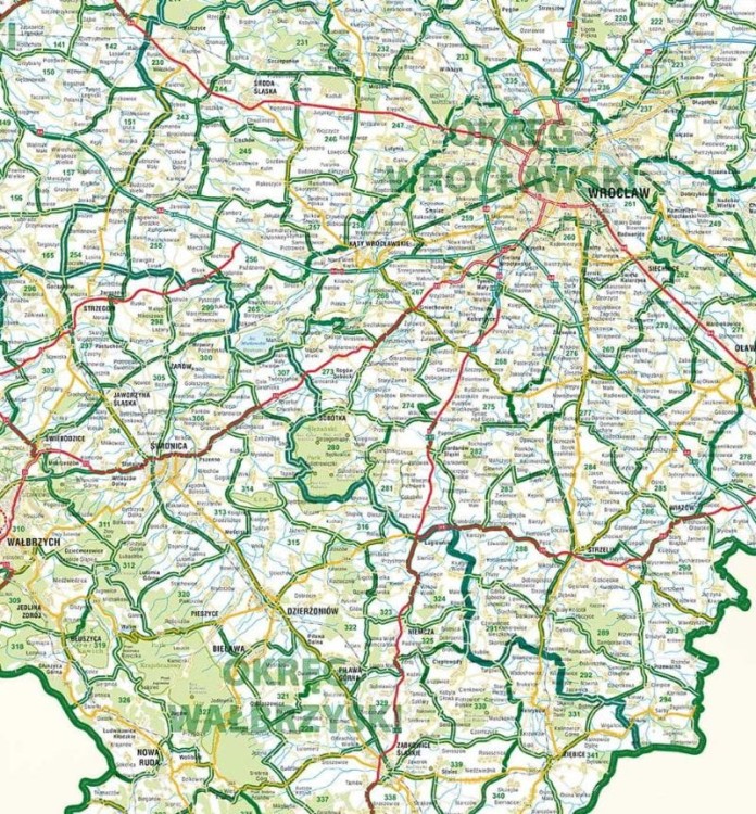 Województwo dolnośląskie. Mapa ścienna obwodów łowieckich. Fragment 1