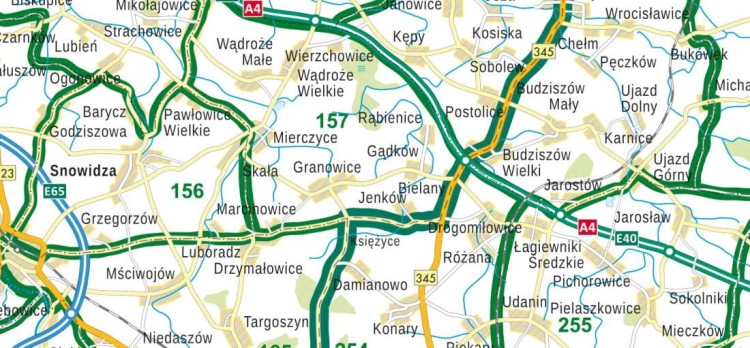 Województwo dolnośląskie. Mapa ścienna obwodów łowieckich. Fragment 2
