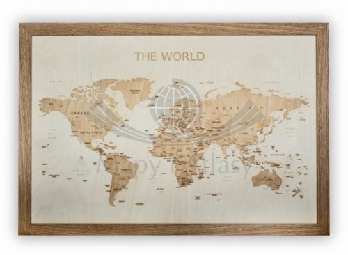Świat. Mapa 3D w drewnie