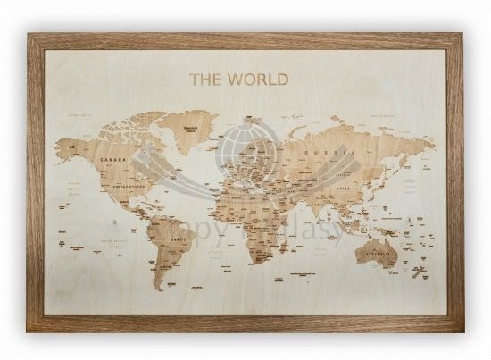 Świat. Mapa 3D w drewnie