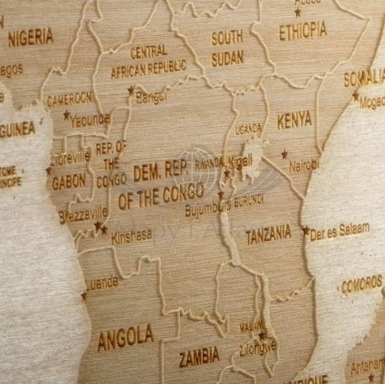 Świat. Mapa 3D w drewnie. Fragment 3