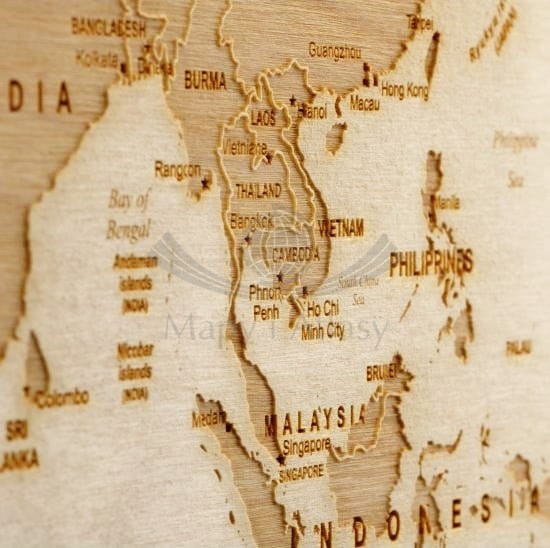 Świat. Mapa 3D w drewnie. Fragment 9