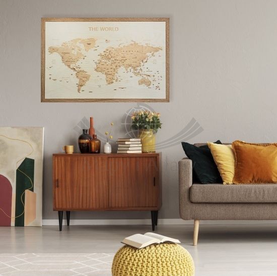 Świat. Mapa 3D w drewnie. Przykład aranżacji 4