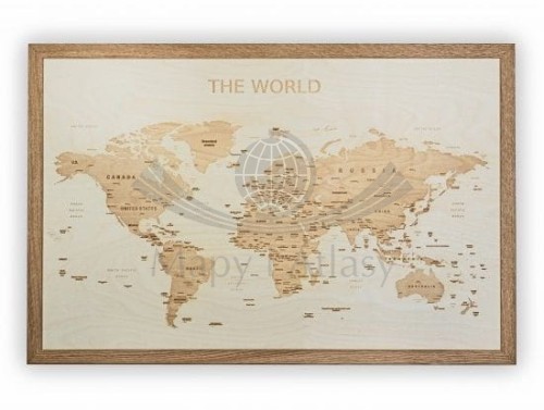 Świat. Mapa 3D w drewnie