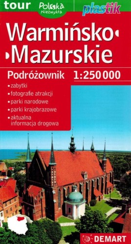 Województwo warmińsko-mazurskie. Laminowana mapa samochodowo-turystyczna wydawnictwa Demart. Okładka