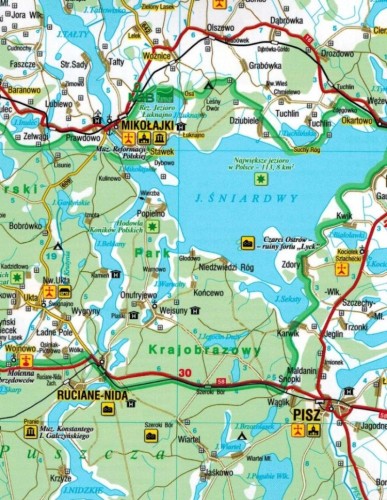 Województwo warmińsko-mazurskie. Laminowana mapa samochodowo-turystyczna wydawnictwa Demart. Fragment 1