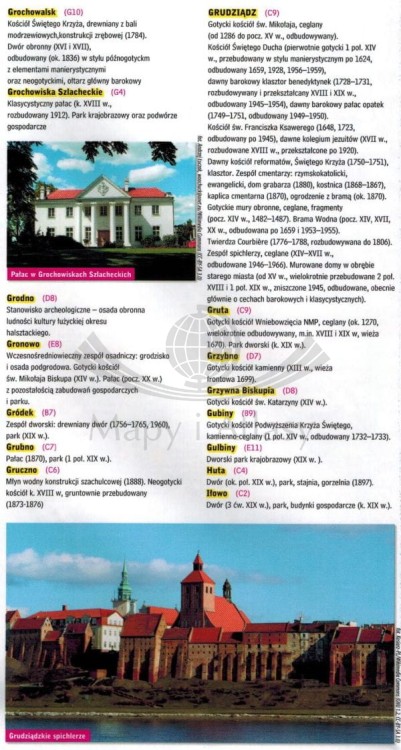 Województwo kujawsko-pomorskie. Laminowana mapa samochodowo-turystyczna wydawnictwa Demart. Informator - fragment