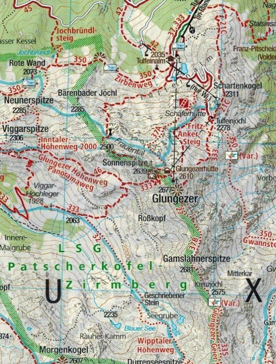 Tuxer Alpen. Inntal, Wipptal, Zillertal 1:50 000. Mapa turystyczna 240 wydawnictwa Kompass. Fragment 2