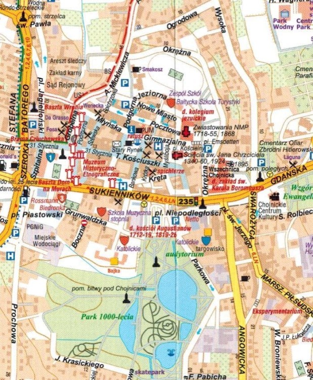 Bory Tucholskie, część północna 1:50 000. Park Narodowy "Bory Tucholskie". Mapa turystyczna wydawnictwa Galileos. Plan miasta - fragment