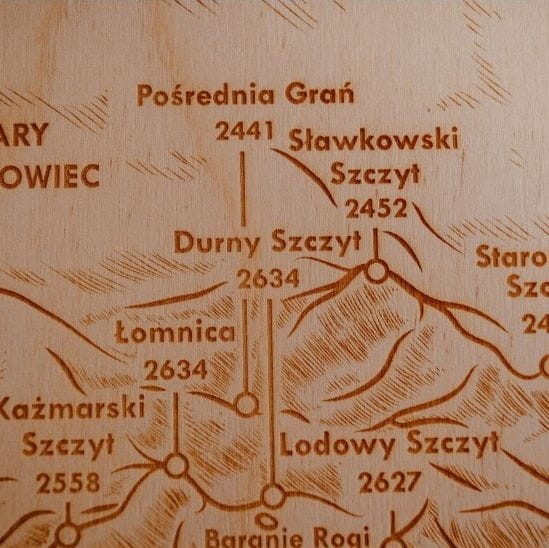Tatry. Panorama. Grawerowana w drewnie. Fragment 5