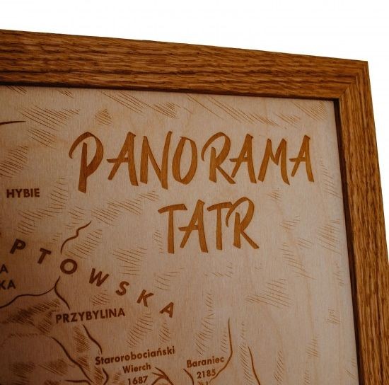 Tatry. Panorama. Grawerowana w drewnie. Fragment 7