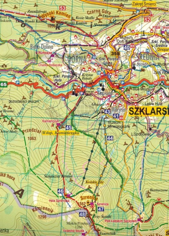 Karkonosze i Góry Izerskie 1:50 000. Mapa turystyczna wydawnictwa Galileos. Fragment 1
