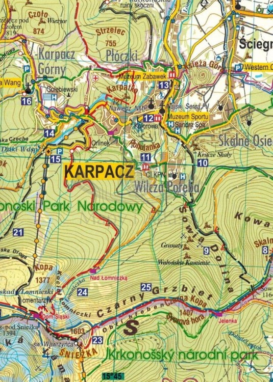 Karkonosze i Góry Izerskie 1:50 000. Mapa turystyczna wydawnictwa Galileos. Fragment 2