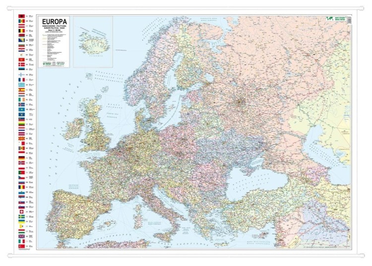Europa 1:4 300 000. Mapa ścienna polityczno-drogowa