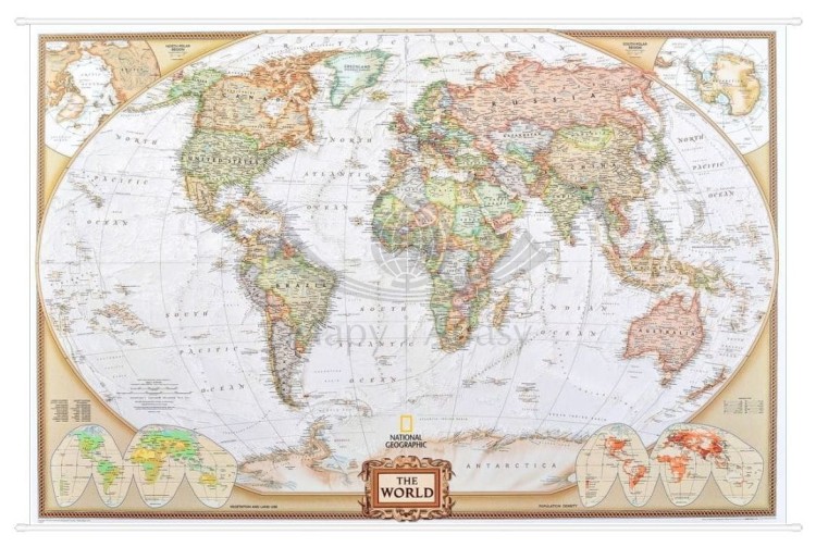Świat 1:18 390 000. Mapa ścienna polityczna, ekskluzywna. Wydawnictwo: National Geographic