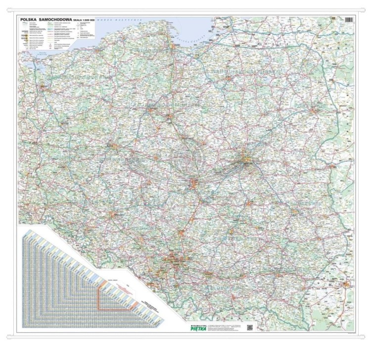 Polska 1:500 000. Mapa ścienna samochodowa (drogowa)