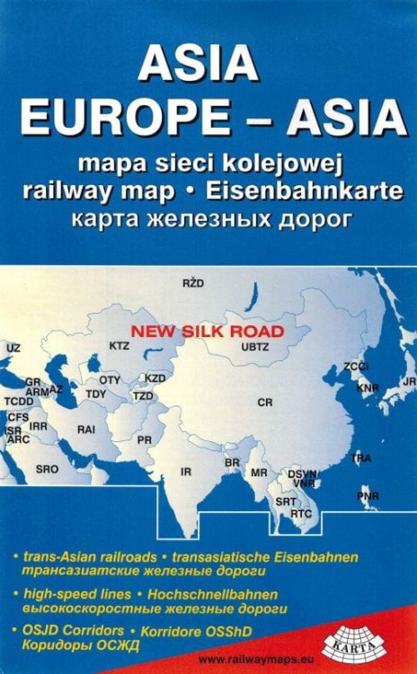 Azja i Europa. Mapa składana kolejowa. Okładka