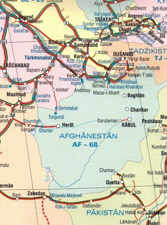 Azja i Europa. Mapa składana kolejowa. Fragment 3