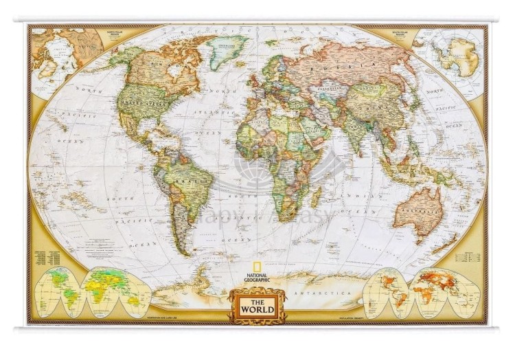 Świat 1:29 811 000. Mapa ścienna polityczna, ekskluzywna. Laminat matowy. Wydawnictwo: National Geographic