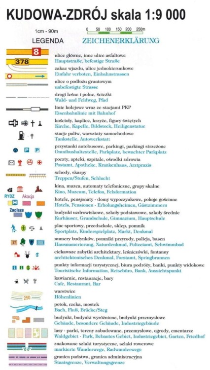 Kudowa-Zdrój. Mapa turystyczna / Plan miasta wydawnictwa Galileos. Legenda