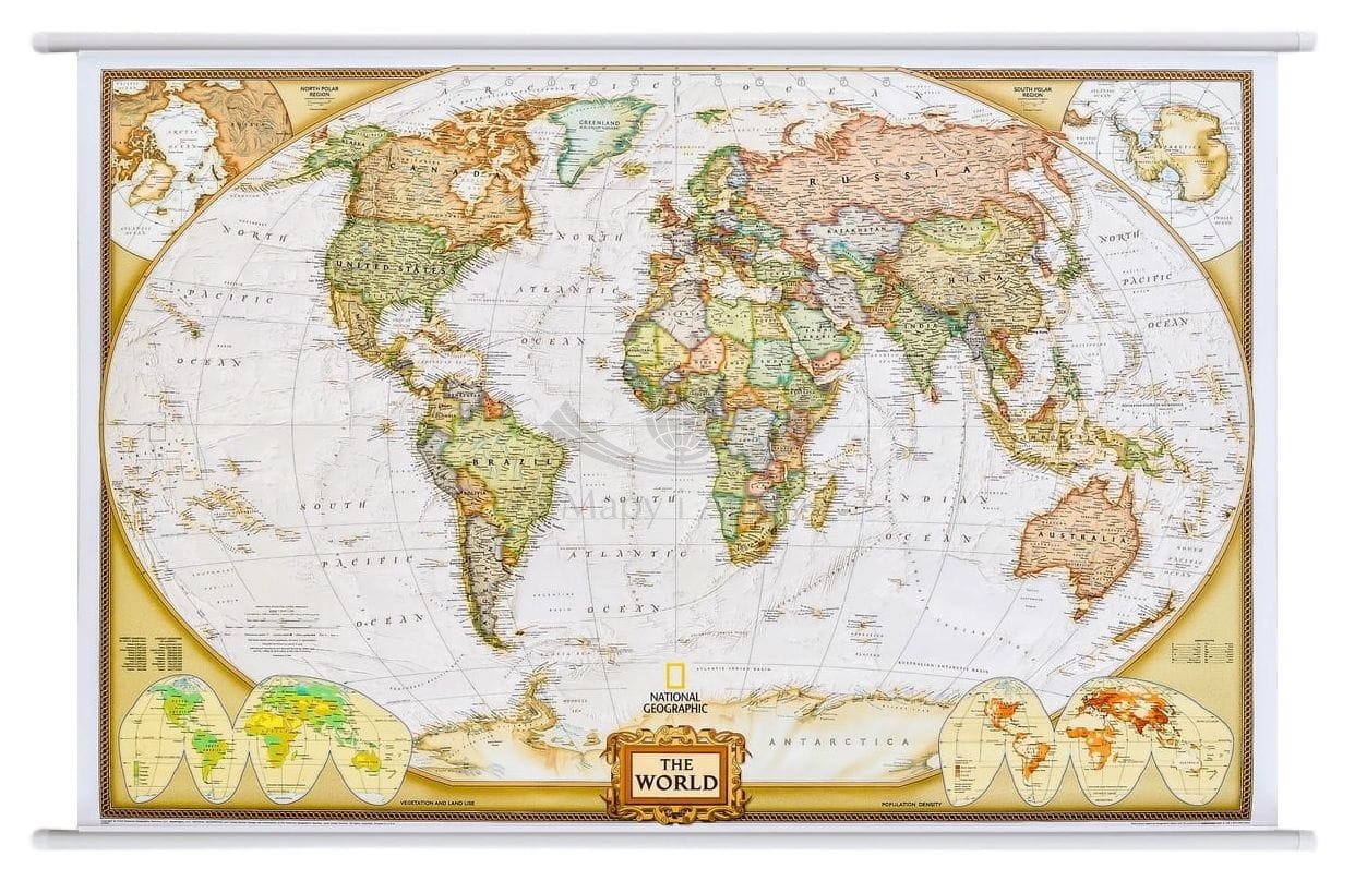 Świat 1:29 772 000. Mapa ścienna polityczna, ekskluzywna. Laminat błysk. National Geographic