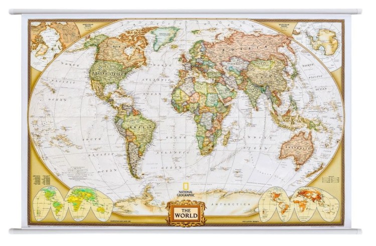 Świat 1:29 772 000. Mapa ścienna polityczna, ekskluzywna. Laminat błysk. Wydawnictwo: National Geographic