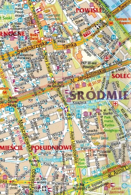 Warszawa 1:28 000. Laminowana mapa / Plan miasta wydawnictwa Gauss. Fragment 2