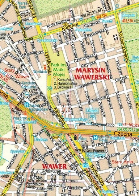Warszawa 1:28 000. Laminowana mapa / Plan miasta wydawnictwa Gauss. Fragment 3
